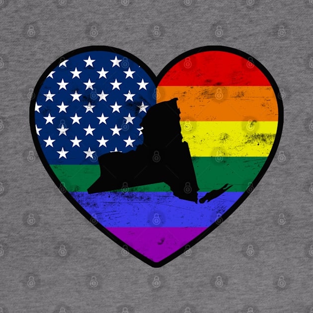 New York United States Gay Pride Flag Heart by TextTees